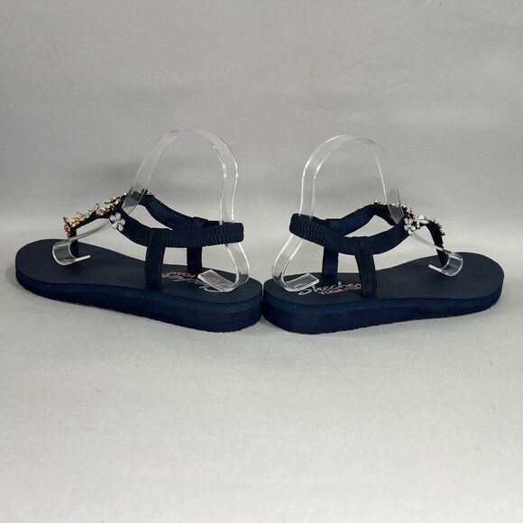 Skechers Cali Mediation Sandals Women's 9 Blue Happy Daisies Toe Post Flip Flops - Picture 6 of 13